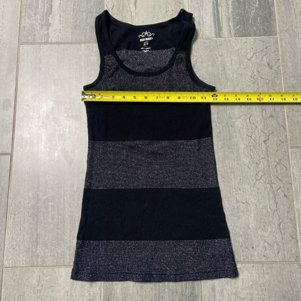 Old Navy Sparkle Stripe Ribbed Stretch Tank Top Black Size Small - Picture 6 of 8